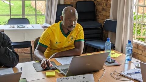 Student works on his first page