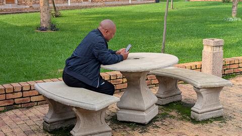 Checking phone during break time