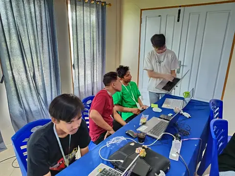 Basil helping a participant