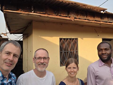 Christoph & David with Michaela (SIL missionary) and Clinton (Wushi speaker)