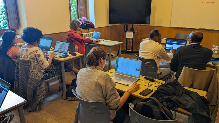 The whole group working hard on their websites