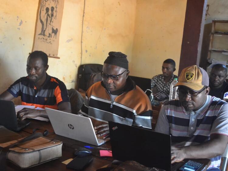 Students working hard on their websites